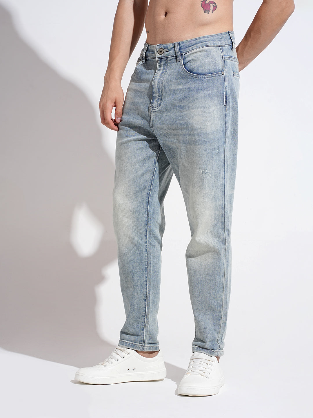 Men's Blue Regular Fit Light Wash Denim Jeans