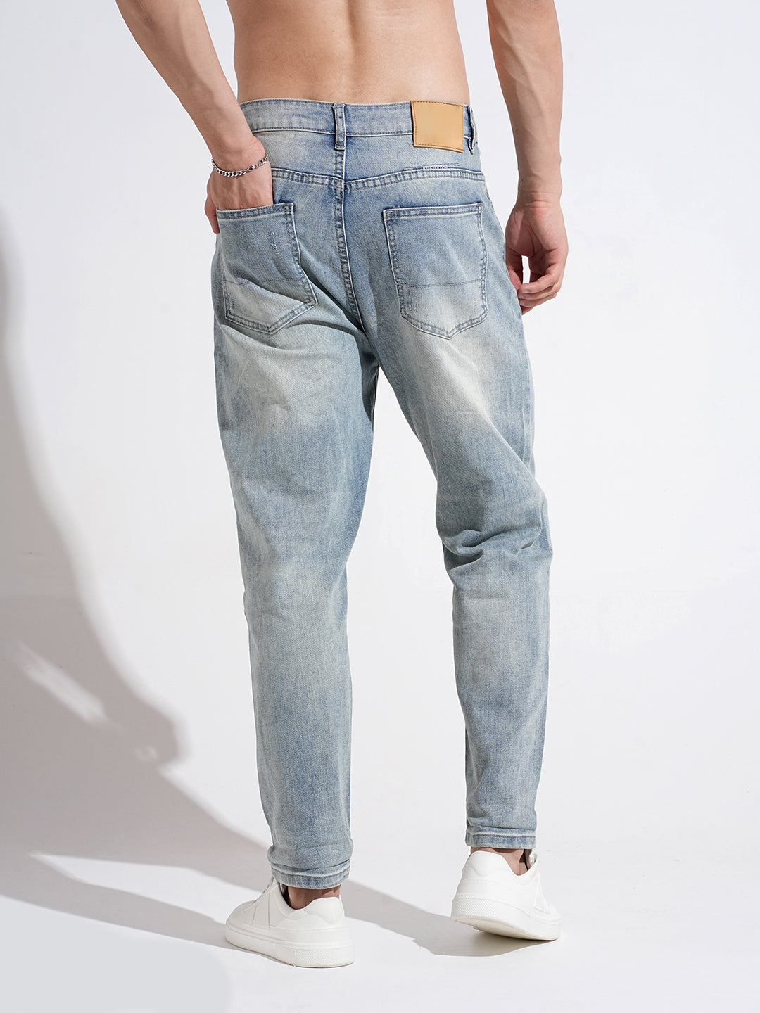 Men's Blue Regular Fit Light Wash Denim Jeans