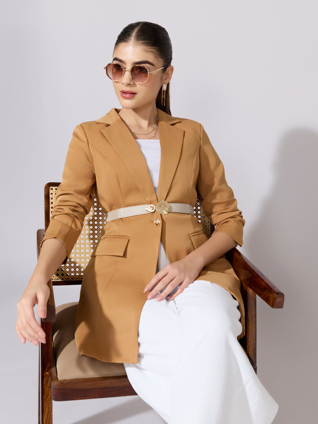 Women's Brown Longline Blazer