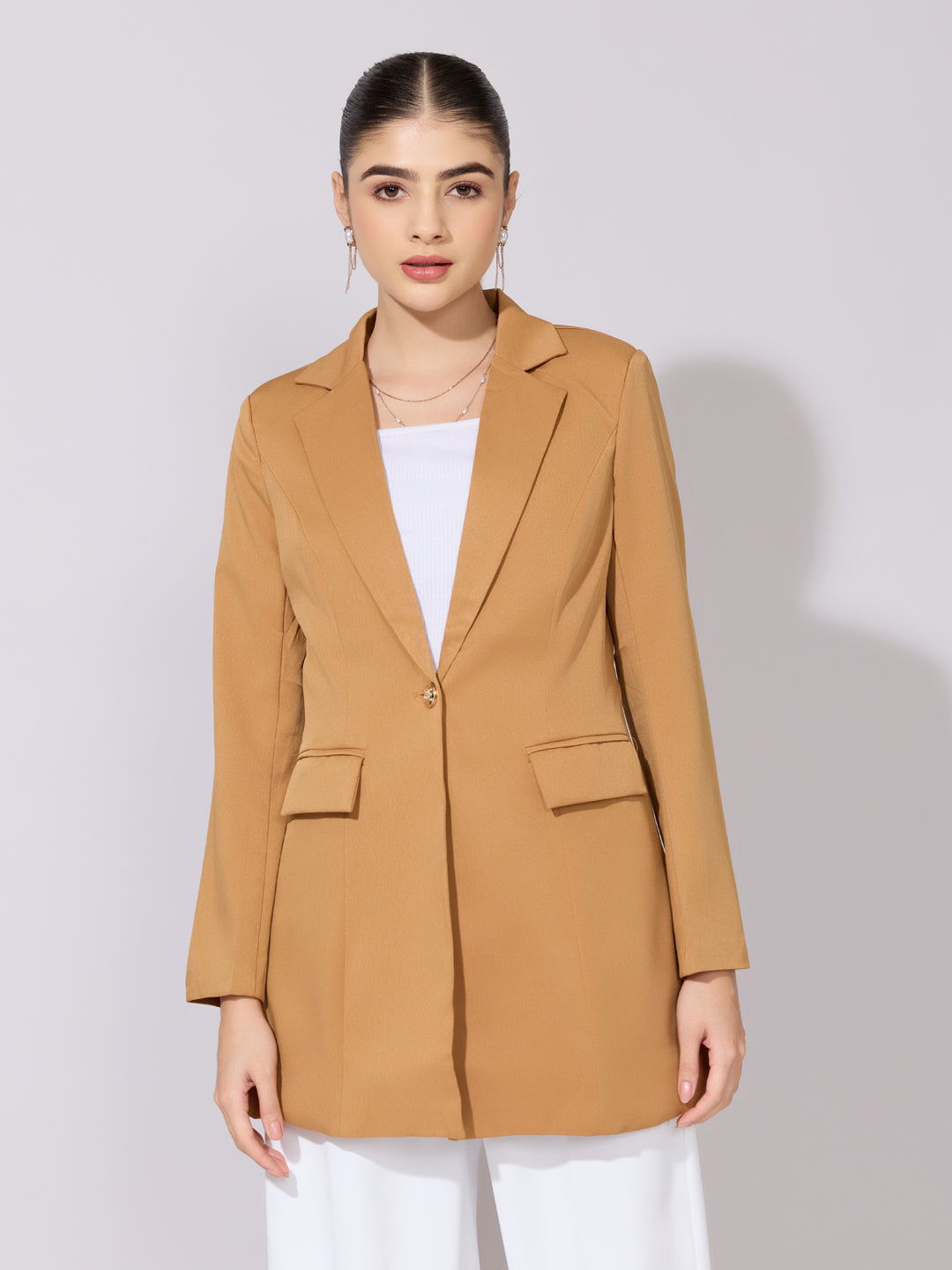 Women's Brown Longline Blazer