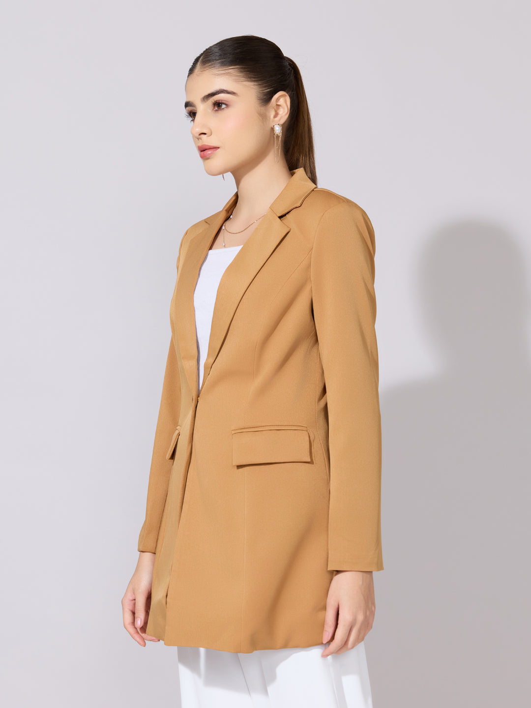 Women's Brown Longline Blazer
