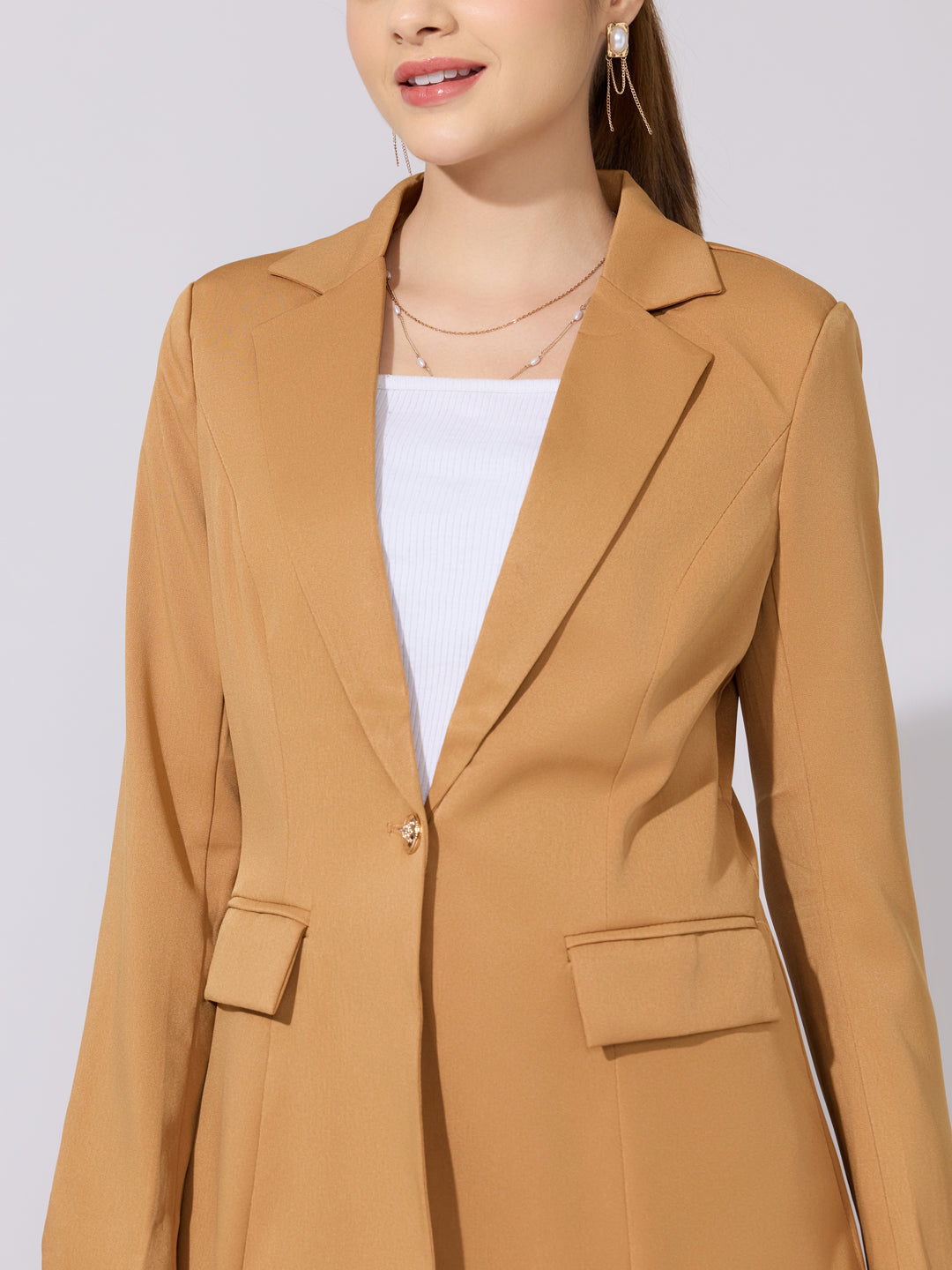 Women's Brown Longline Blazer