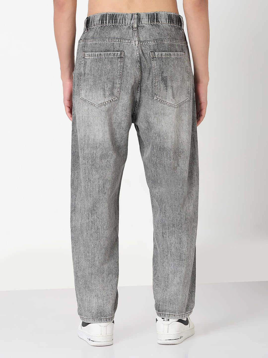 Men's Grey Washed Tapered Fit Jeans