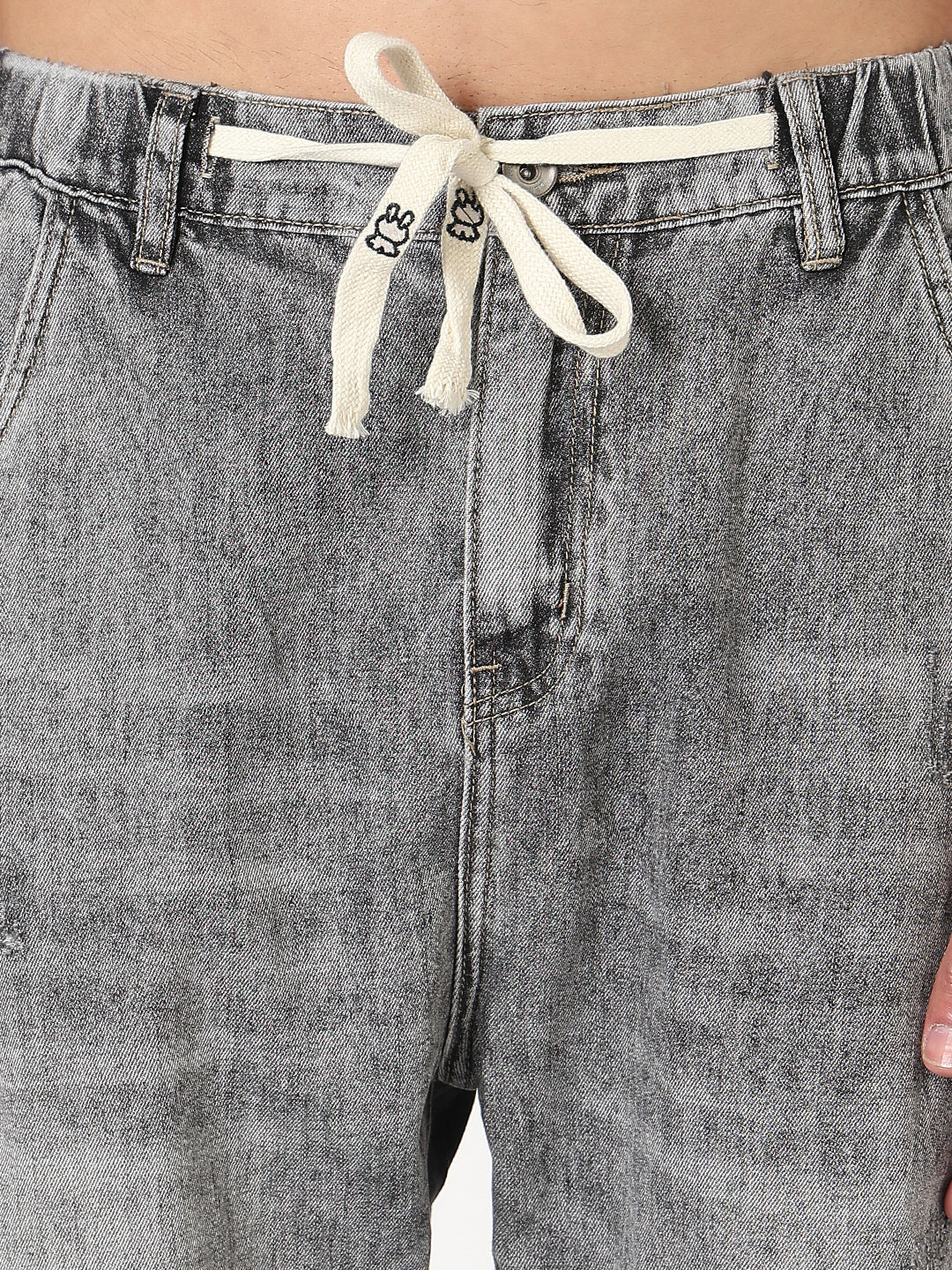 Men's Grey Washed Tapered Fit Jeans