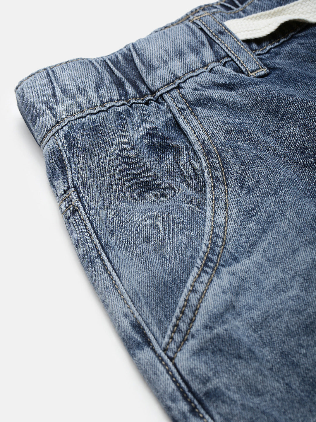 Men's Blue Relaxed Fit Jeans with Drawstrings