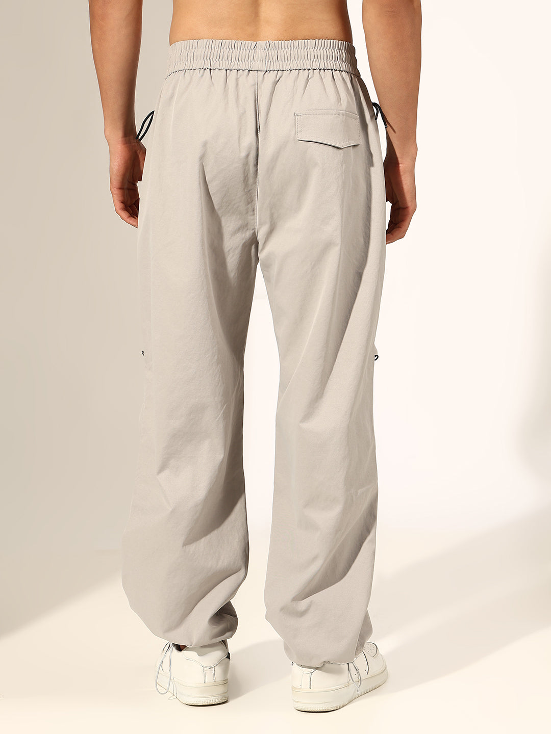 Men's Grey Relaxed Fit Trouser with Knee Seam Detail