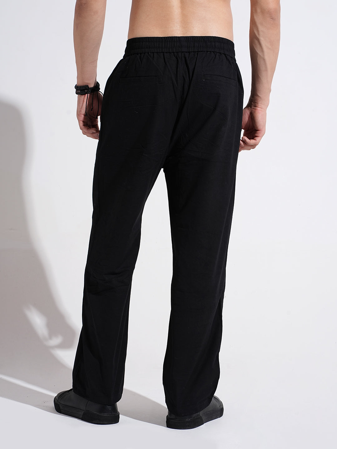 Men's Black Regular Fit Trousers