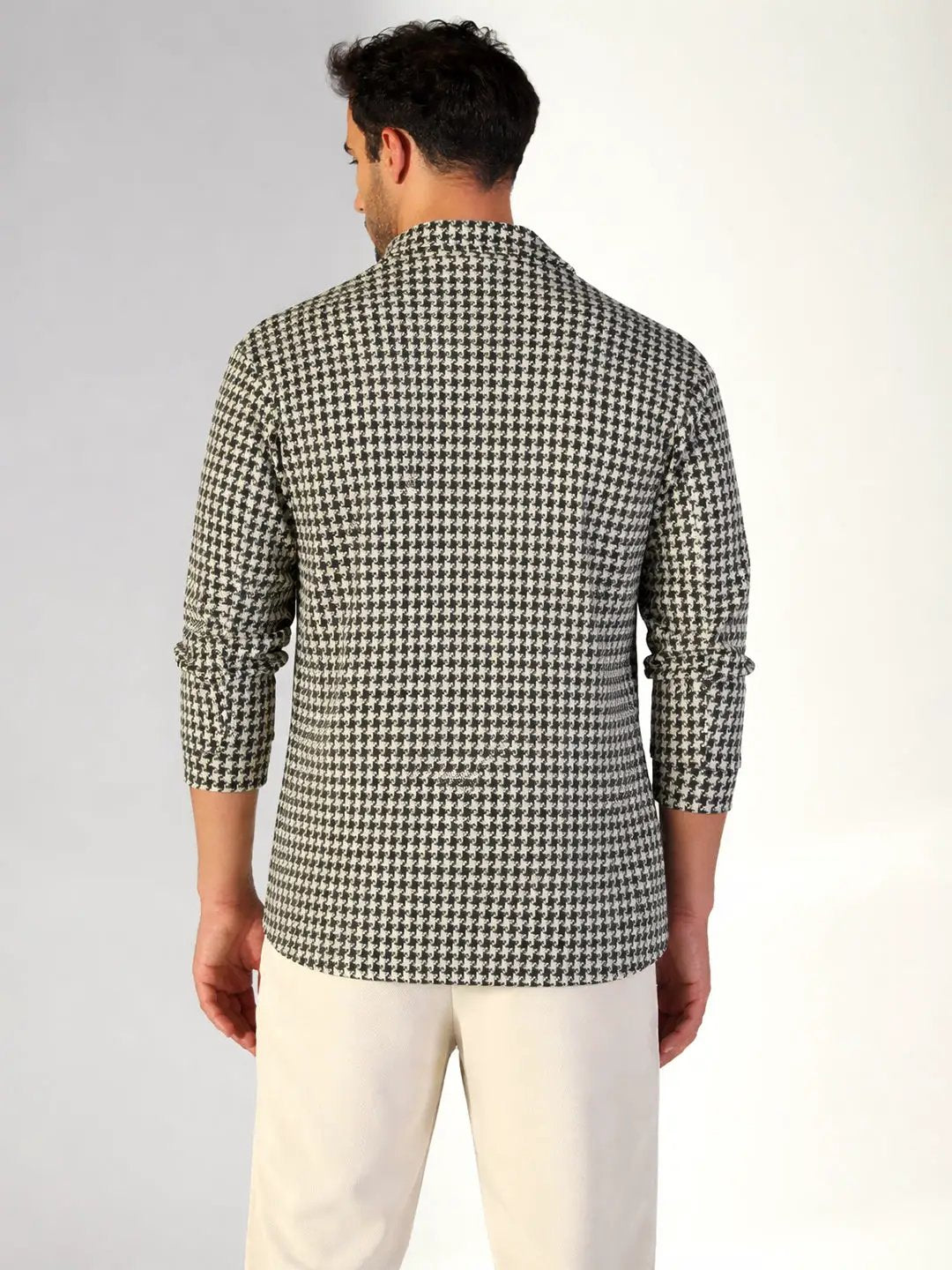 Men's Houndstooth Black Regular Fit Shacket - Uncategorized from SHOWOFFFF