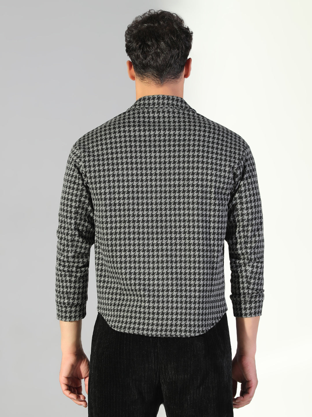 Men Geometric Grey Shacket