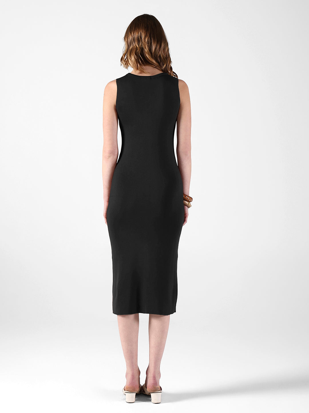 Women's Black Bodycon Midi Dress