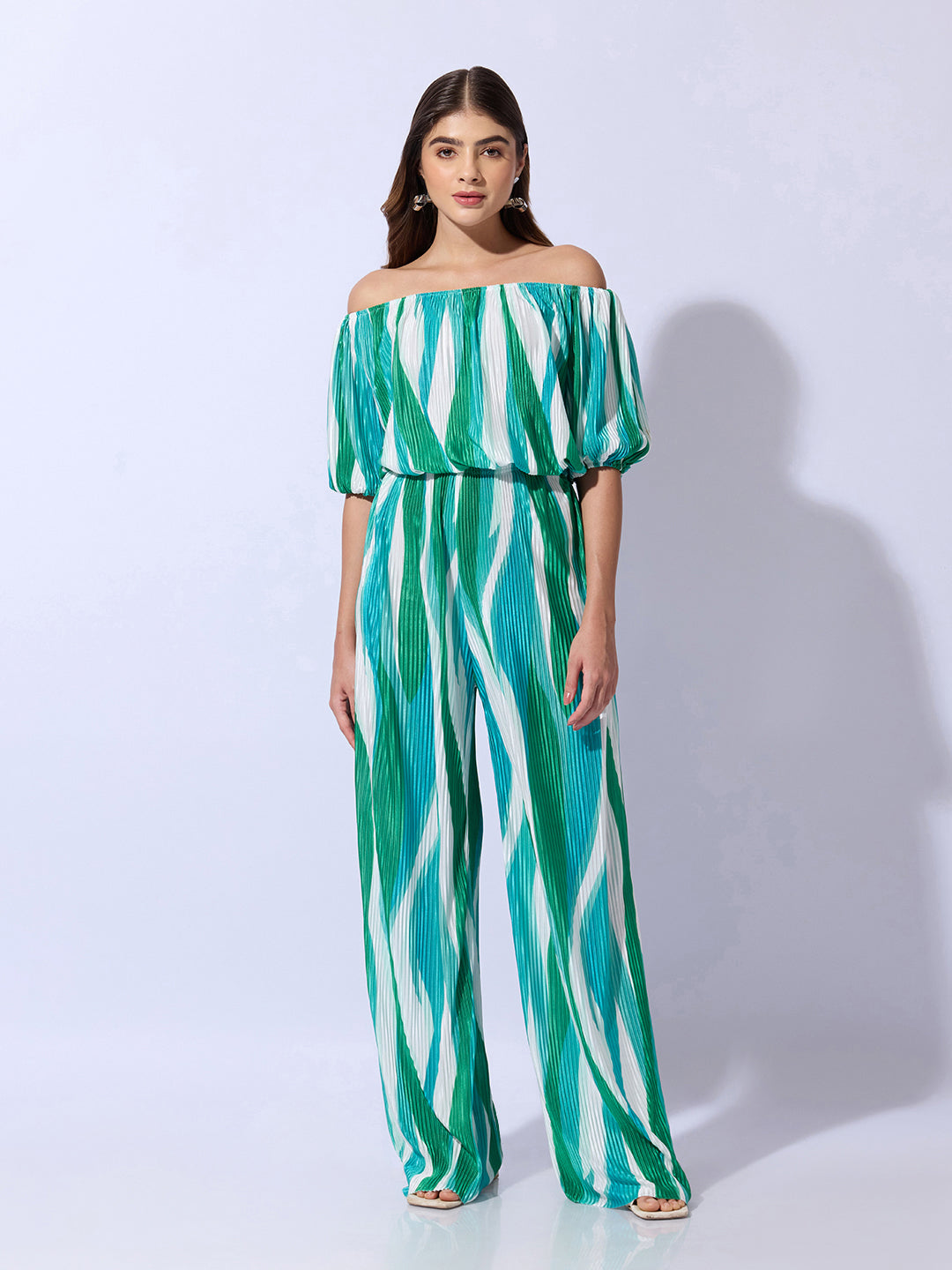 Women's Printed Green Casual Co-Ords Set