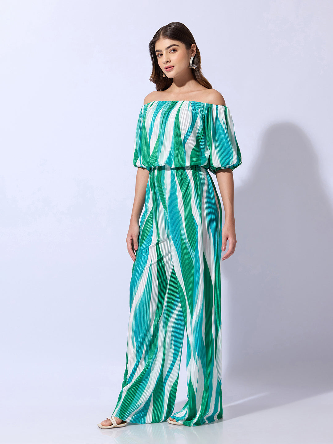 Women's Printed Green Casual Co-Ords Set