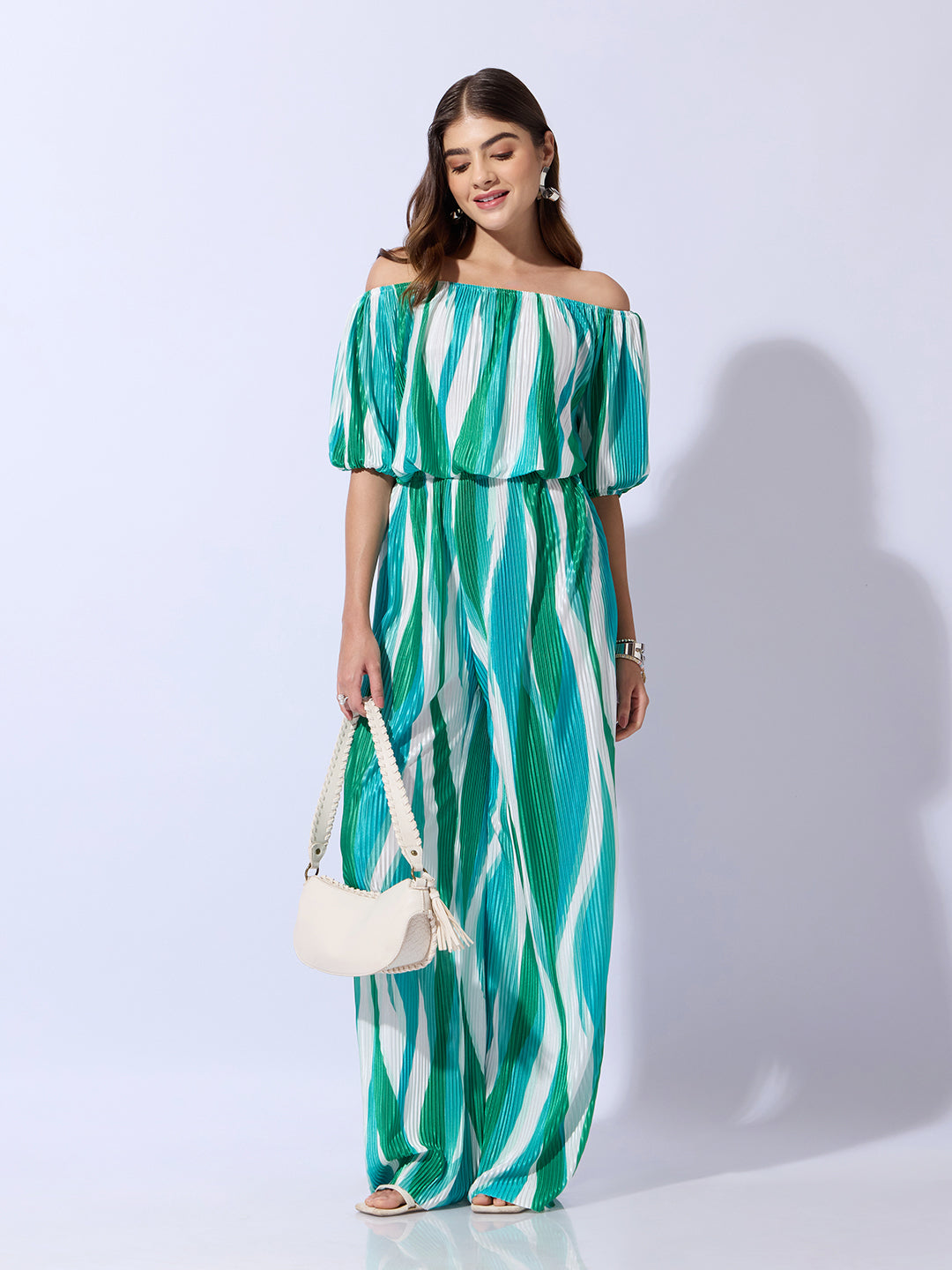 Women's Printed Green Casual Co-Ords Set