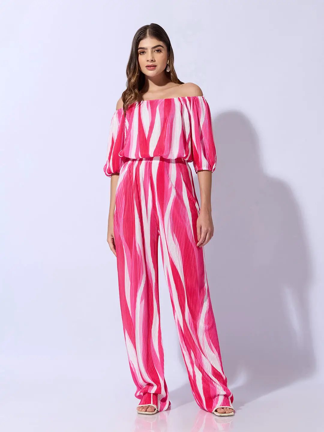 Women's Printed Pink Cotton Co-Ords Set