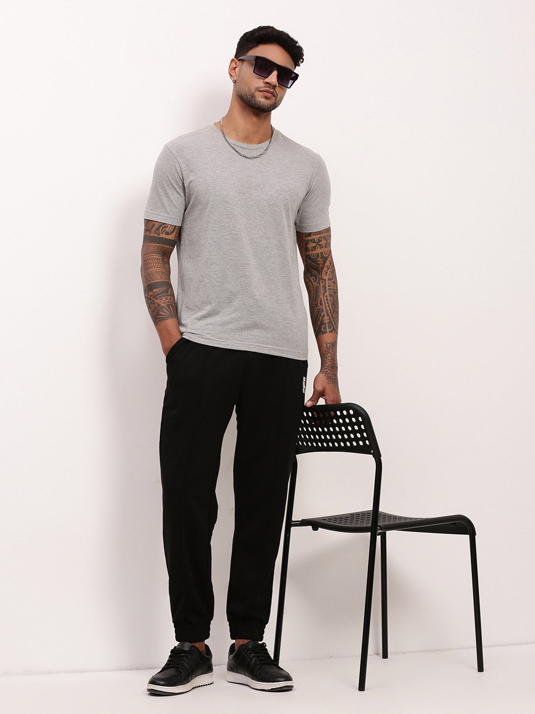 Men Black Solid Joggers