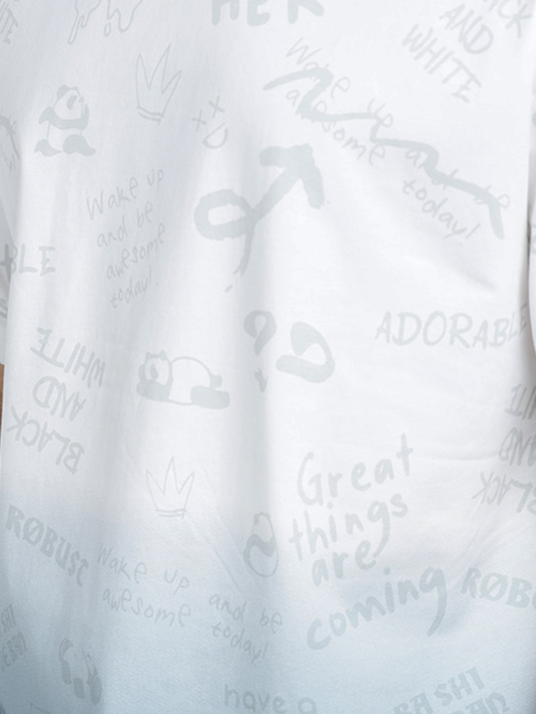 Men's Printed White and Blue Gradient Regular Fit T-Shirt