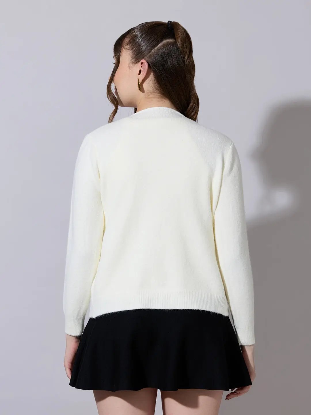 Women's Off White Fitted Sleeveless Top with Shrug - from SHOWOFFFF