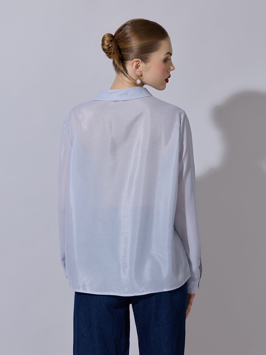 Women's Lavender Semi-Sheer Button-Down Shirt