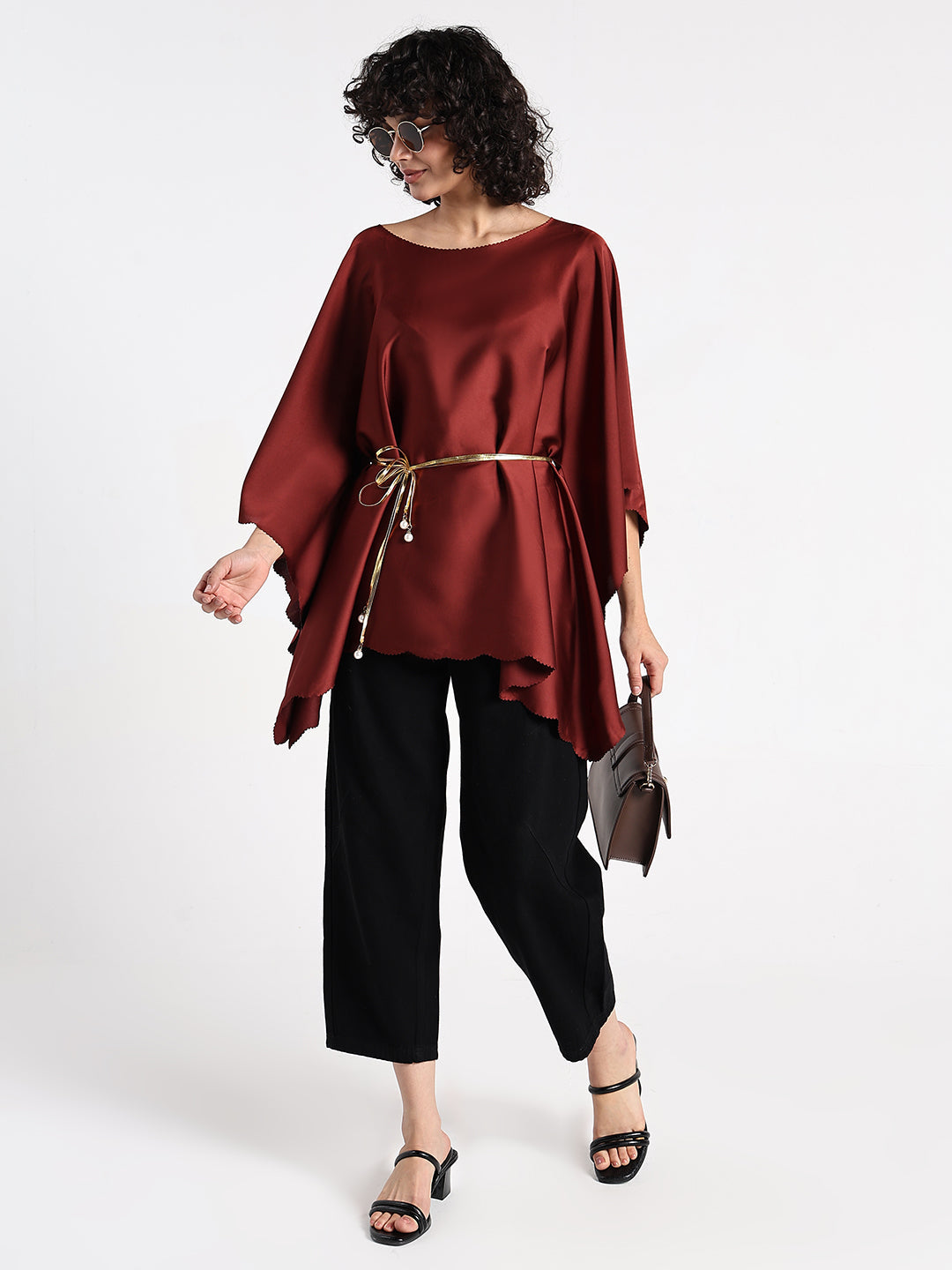 Women's Maroon Kaftan Top