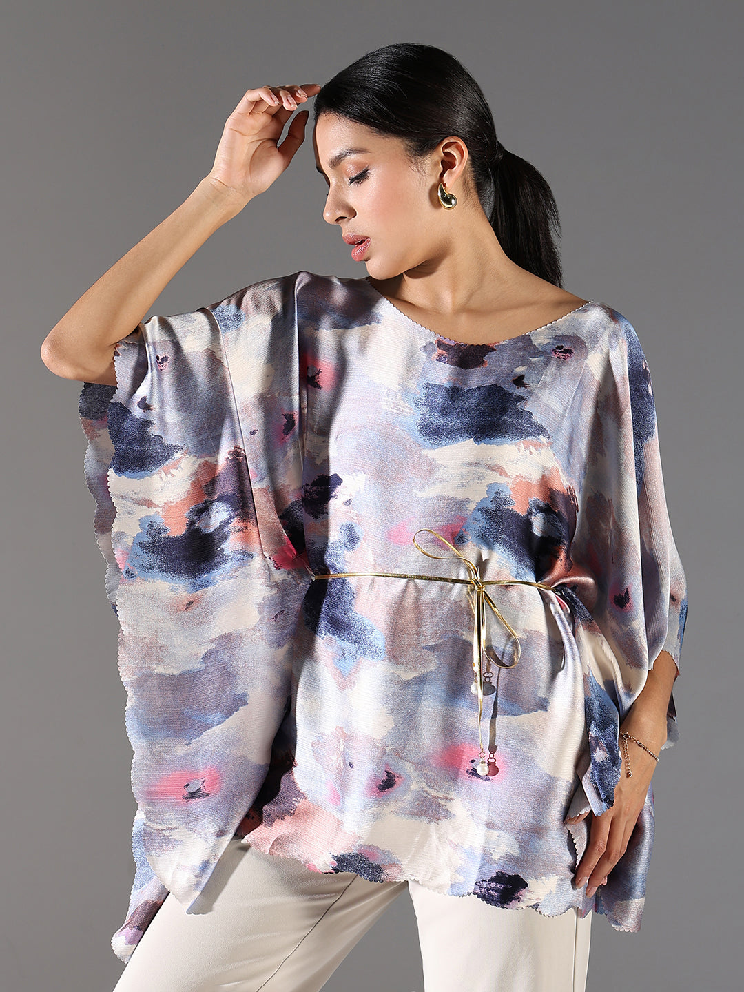 Women Grey Abstract Top