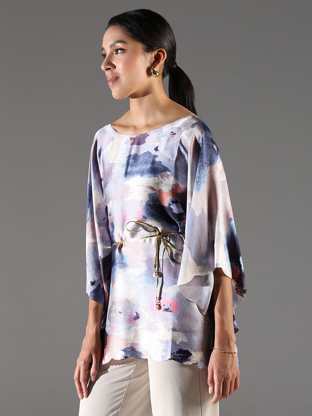 Women Grey Abstract Top