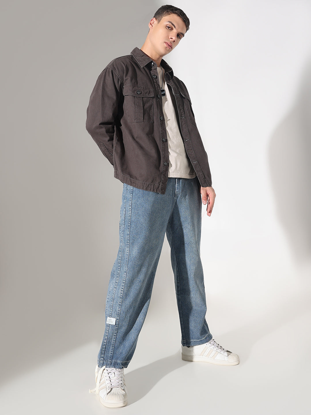 Men's Blue Relaxed Fit Elasticated Waist with Drawstring Jeans