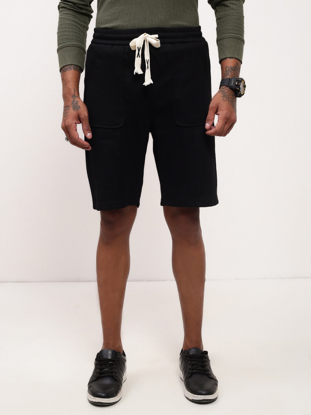 Men Black Solid Shorts