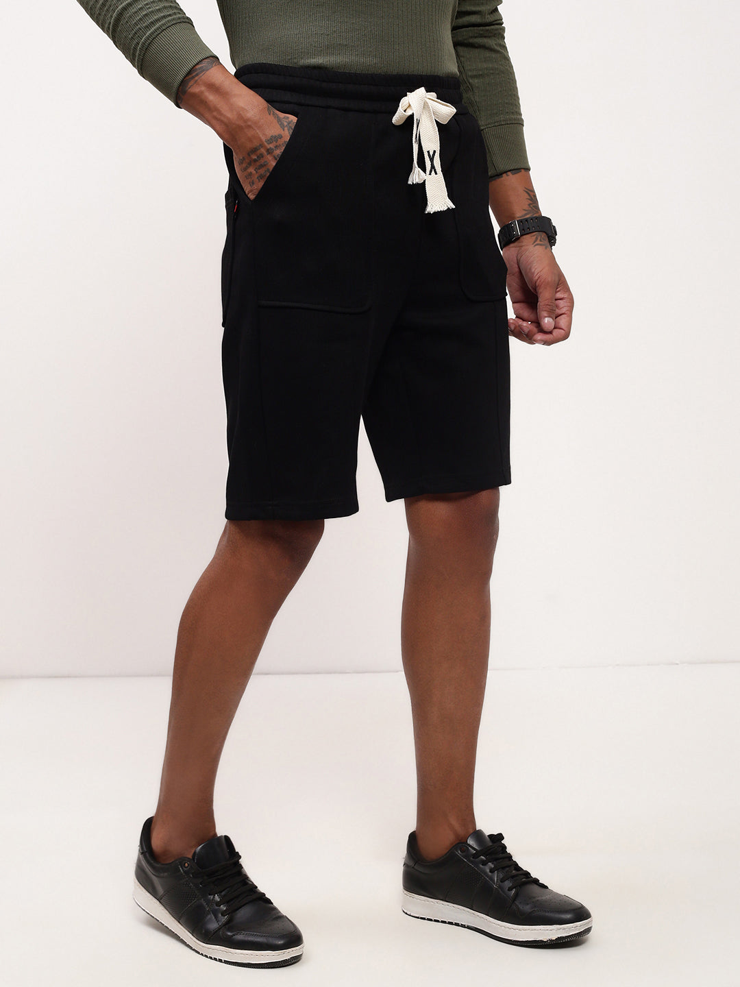 Men Black Solid Shorts