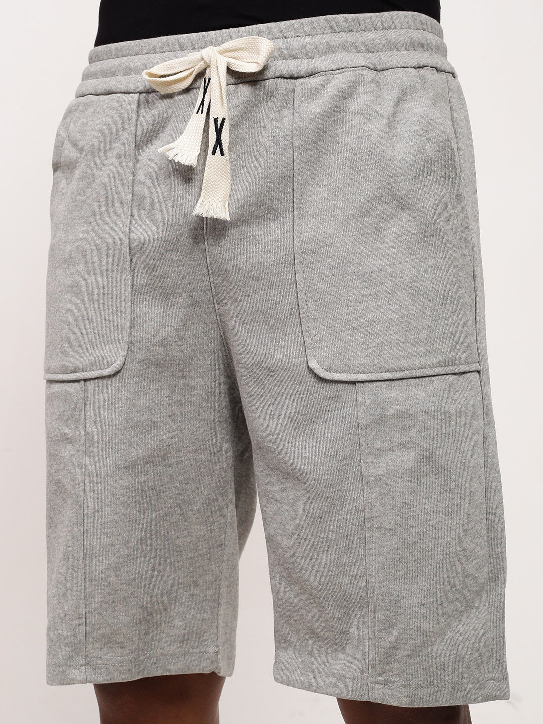 Men Grey Solid Shorts