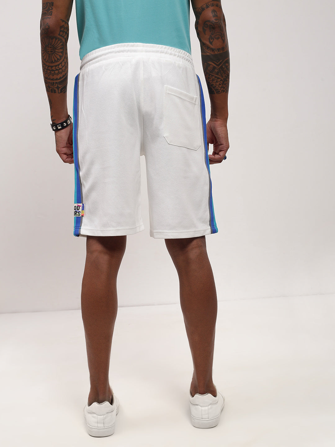 Men White Solid Shorts