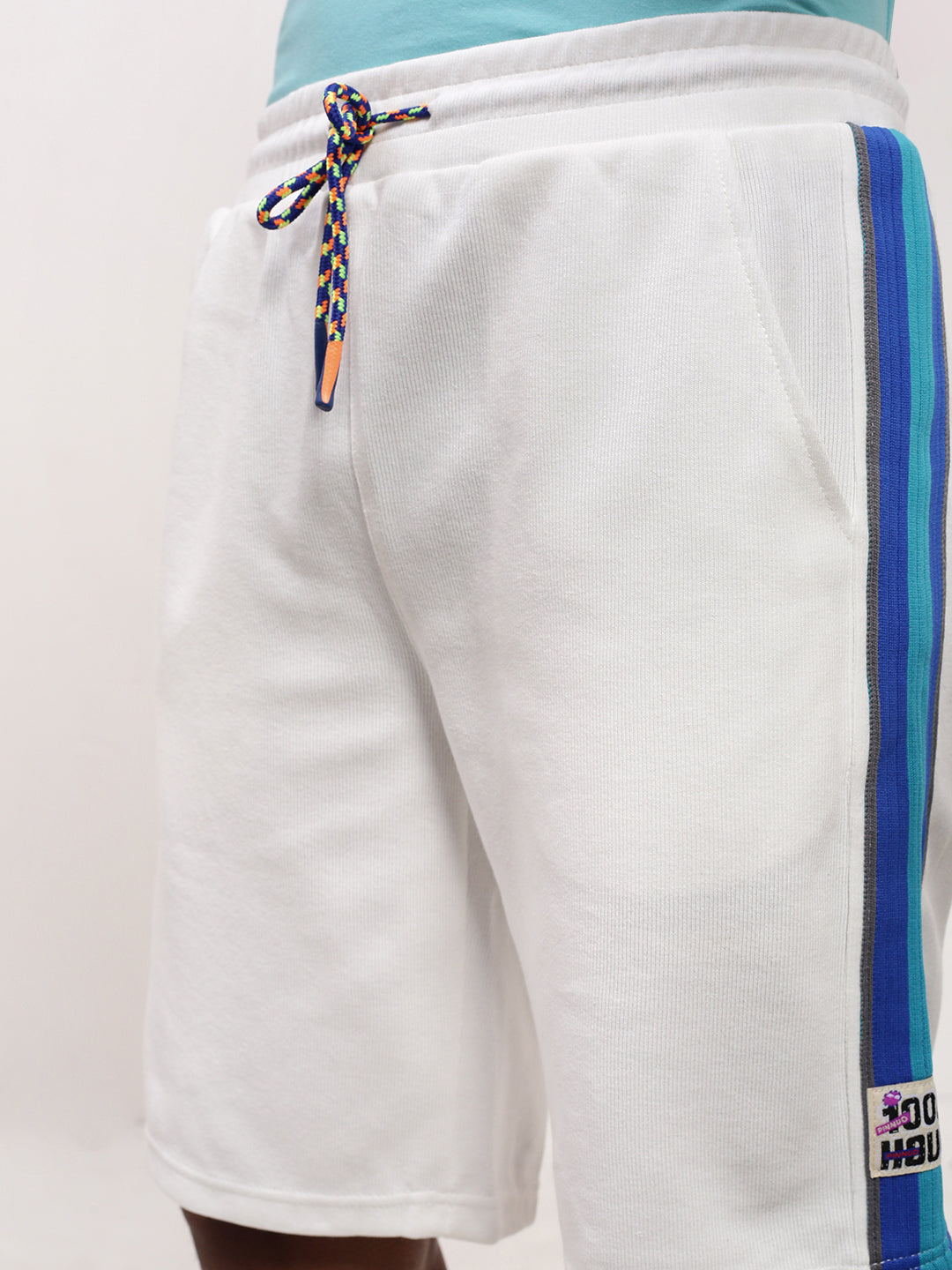 Men White Solid Shorts