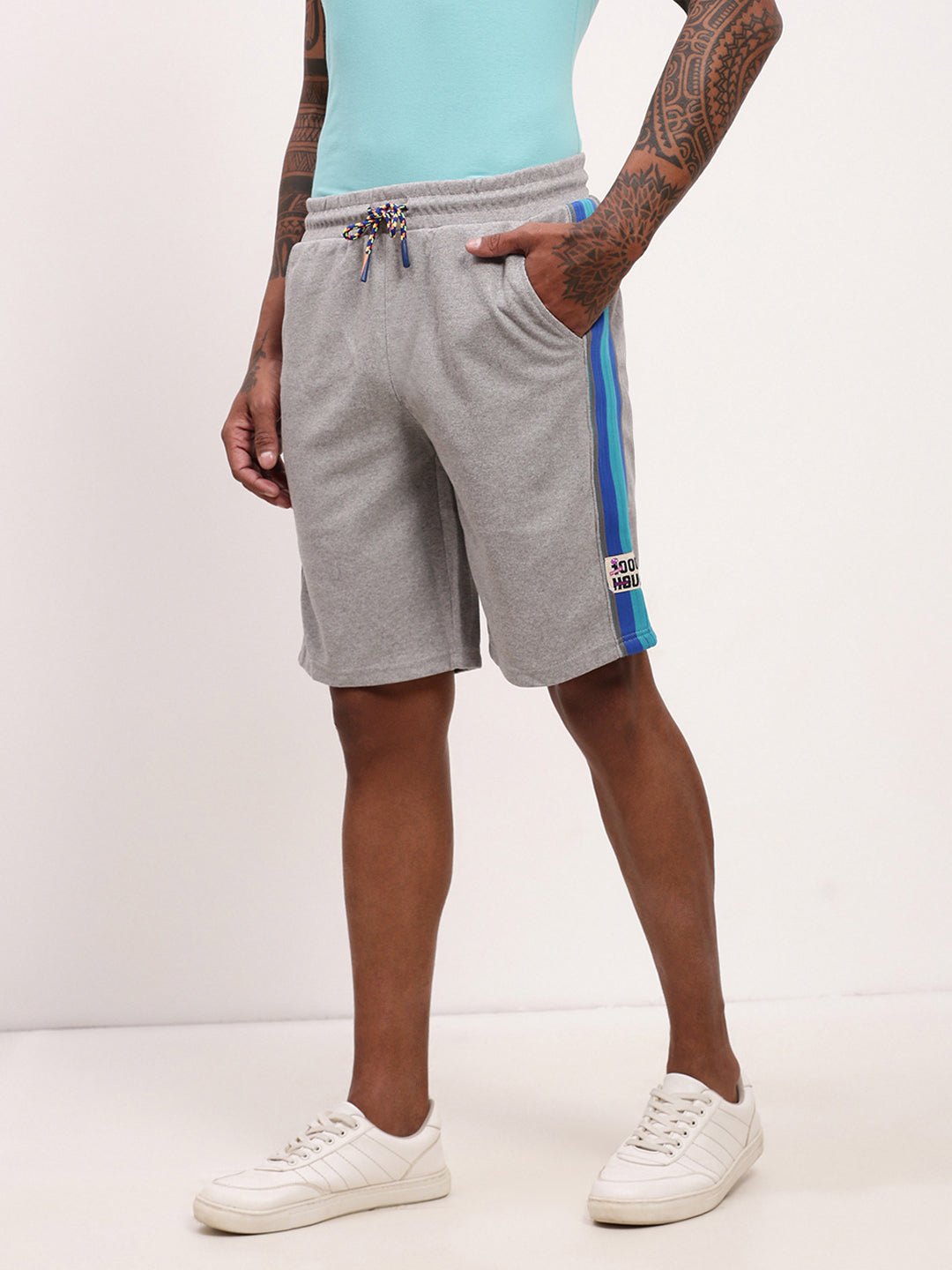 Men Grey Solid Shorts