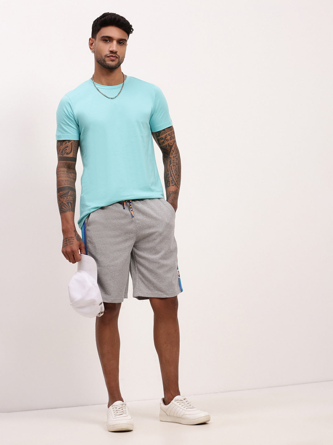 Men Grey Solid Shorts