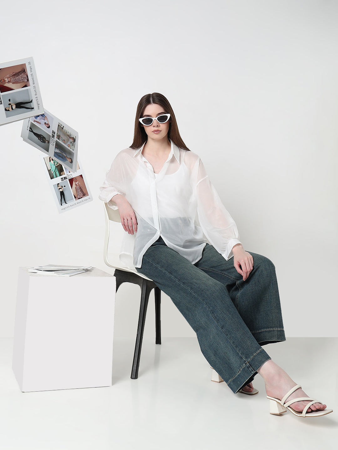 Women's White Sheer Oversized Fit Shirt