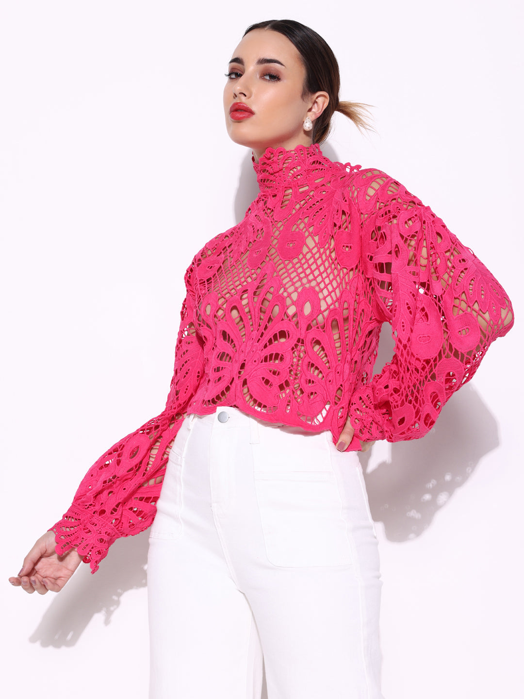 Women Solid Pink Top