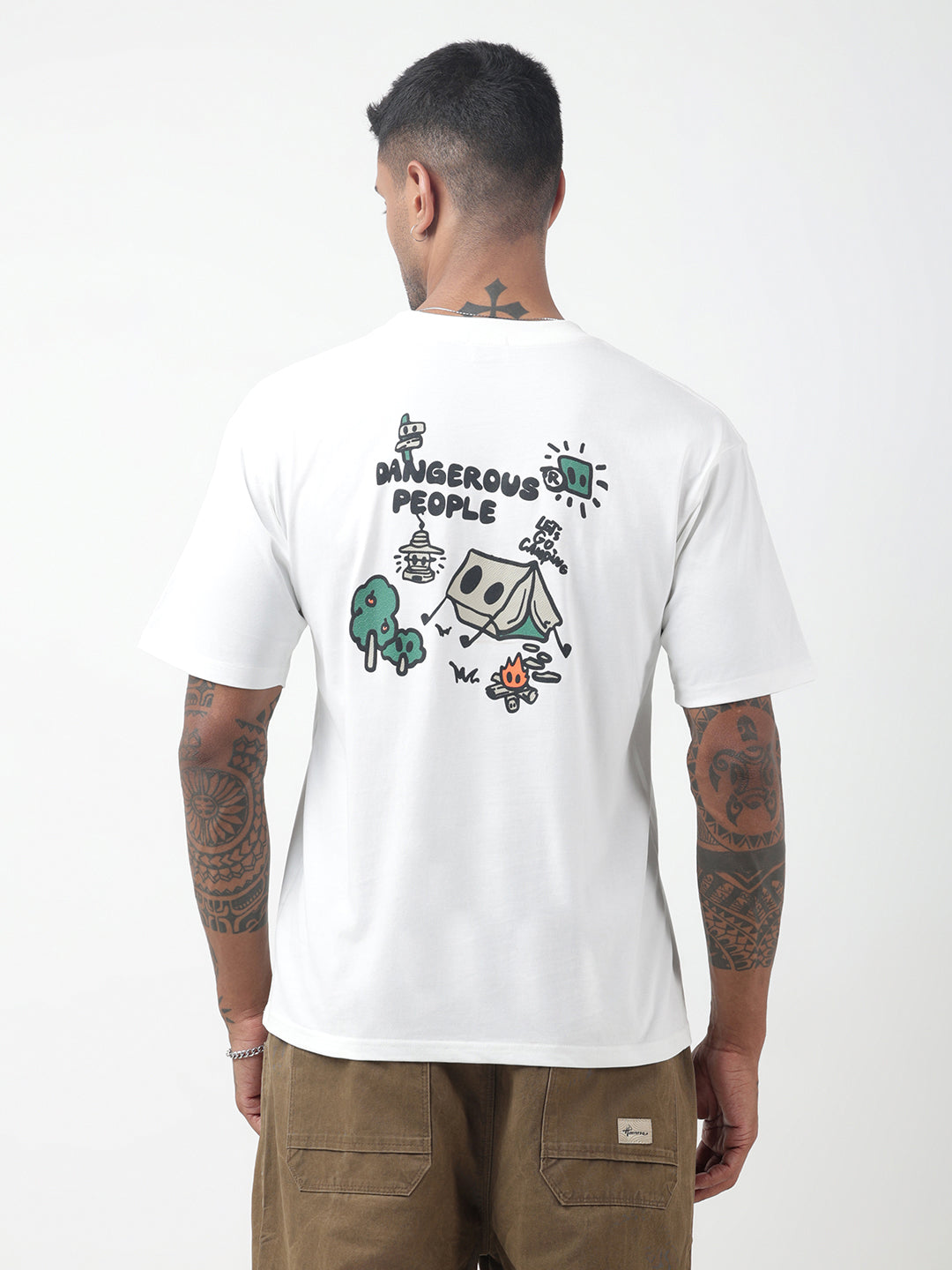 Men's Typography White Relaxed Fit T-Shirt