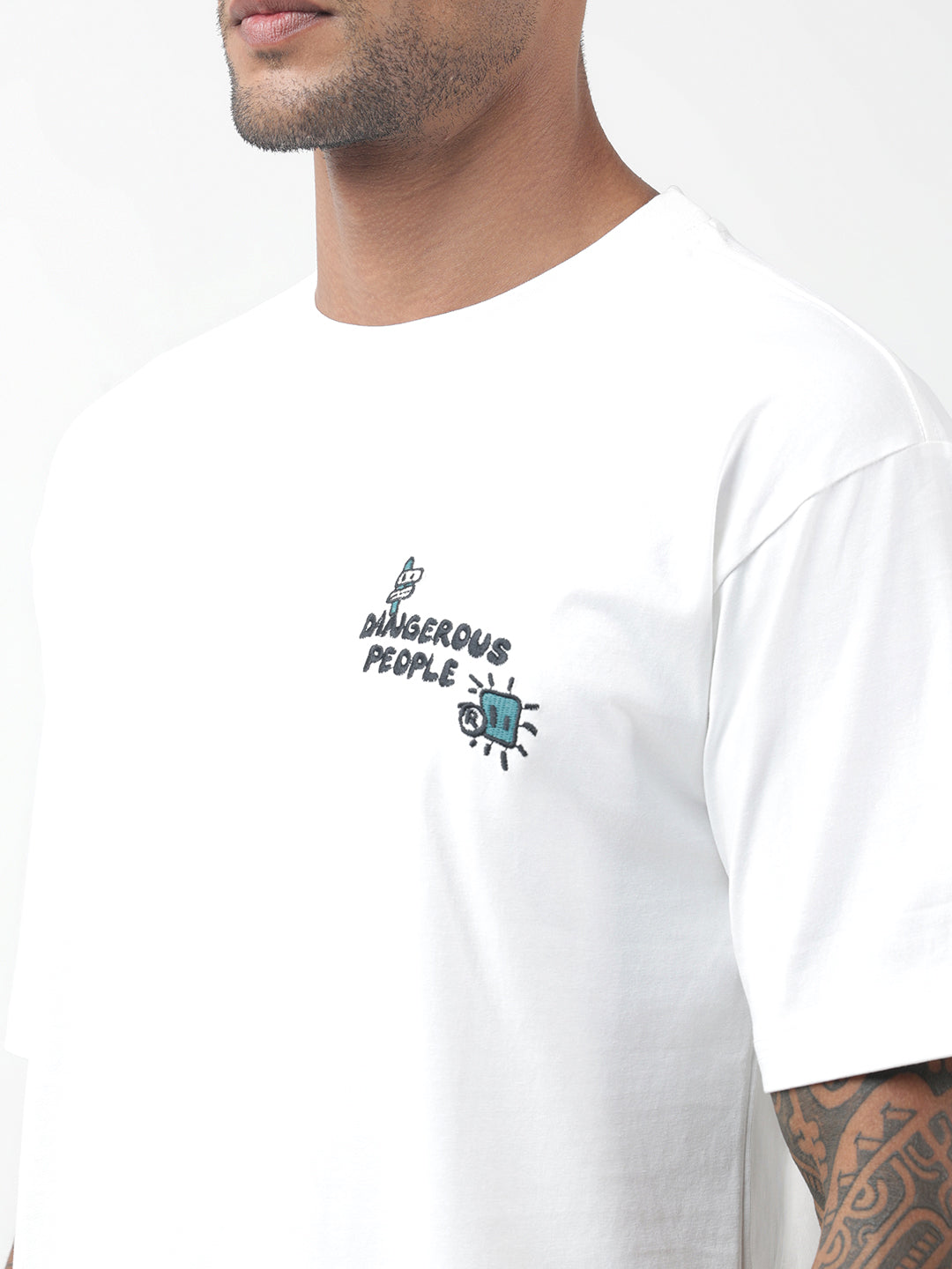 Men's Typography White Relaxed Fit T-Shirt