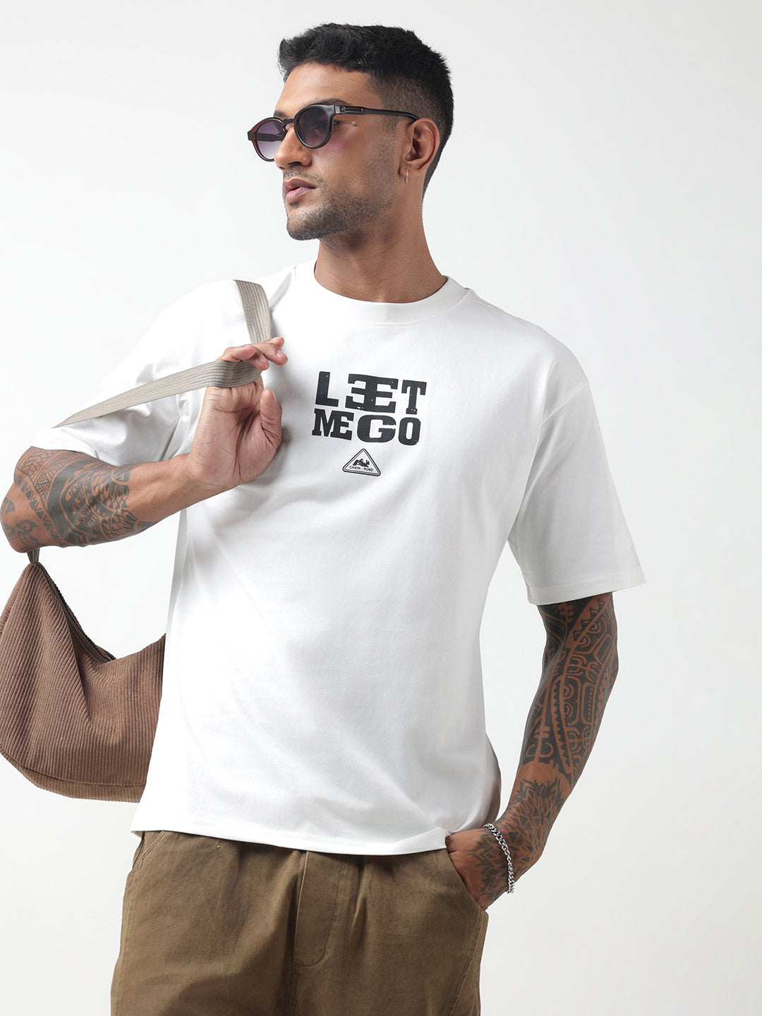 Men's Typography White Relaxed Fit T-Shirt