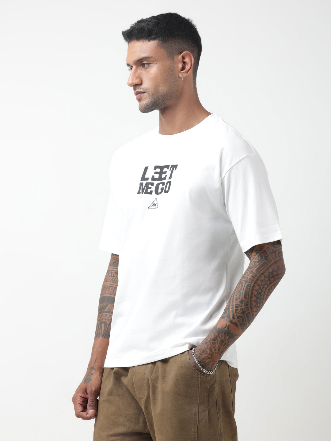 Men's Typography White Relaxed Fit T-Shirt