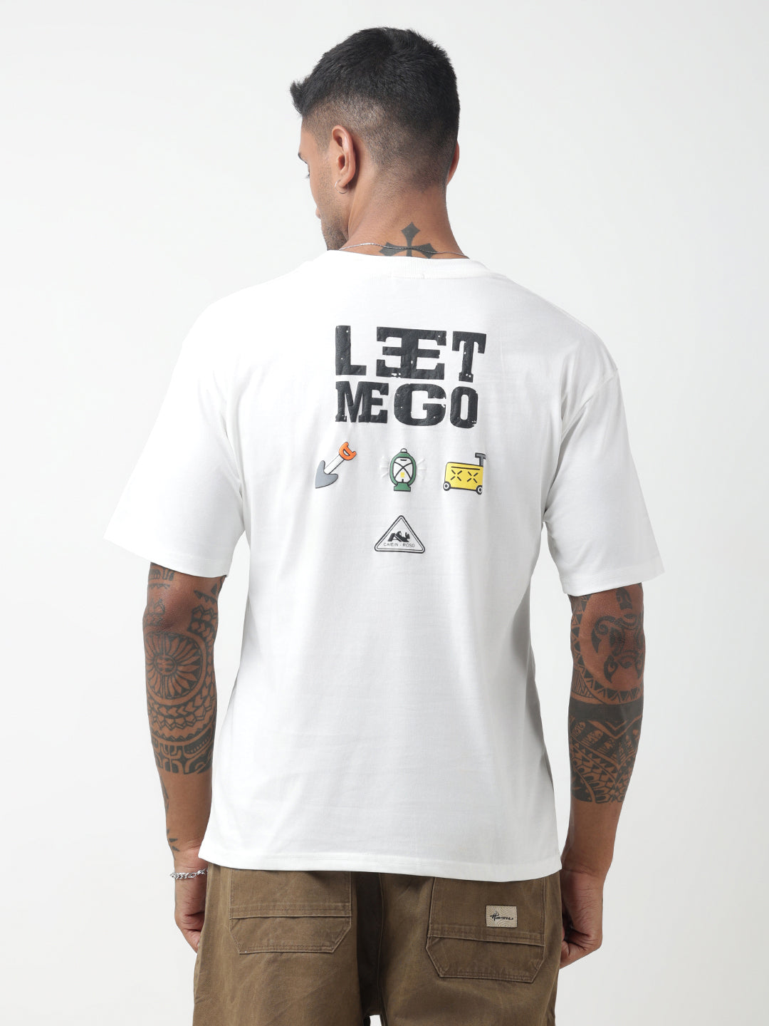 Men's Typography White Relaxed Fit T-Shirt