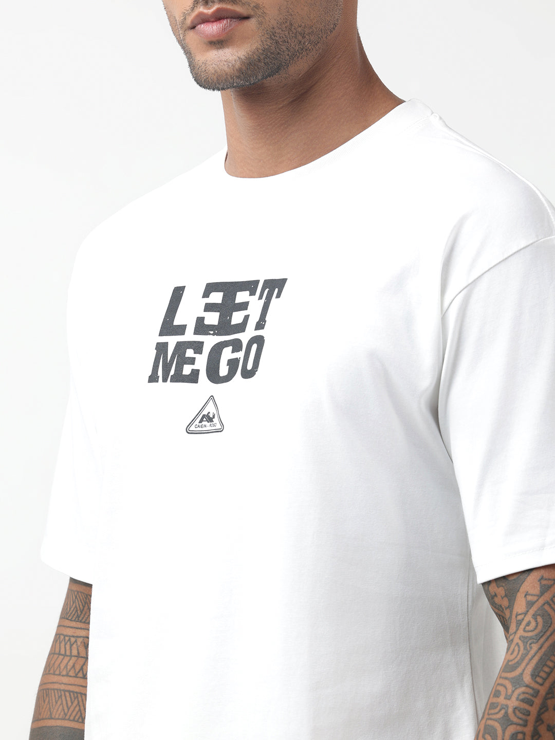 Men's Typography White Relaxed Fit T-Shirt