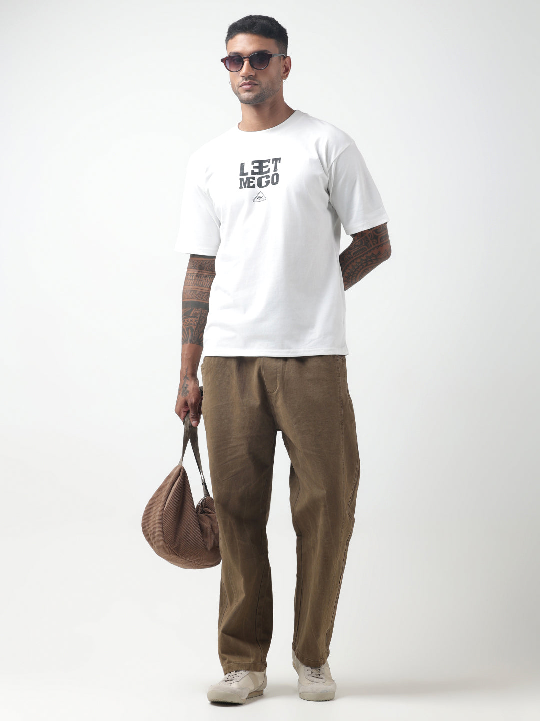 Men's Typography White Relaxed Fit T-Shirt