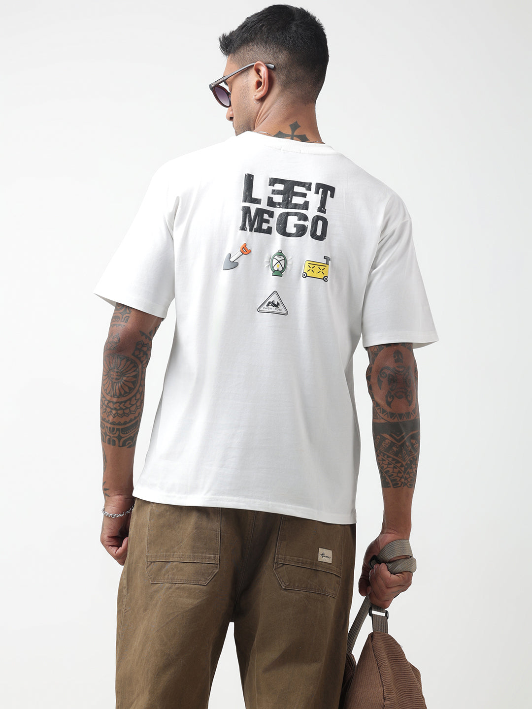 Men's Typography White Relaxed Fit T-Shirt
