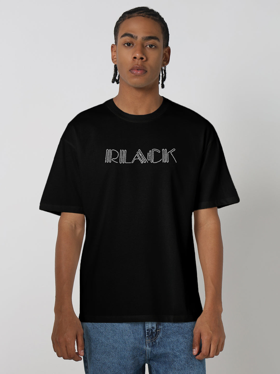 Men's Typography Printed Black Regular Fit T-Shirt