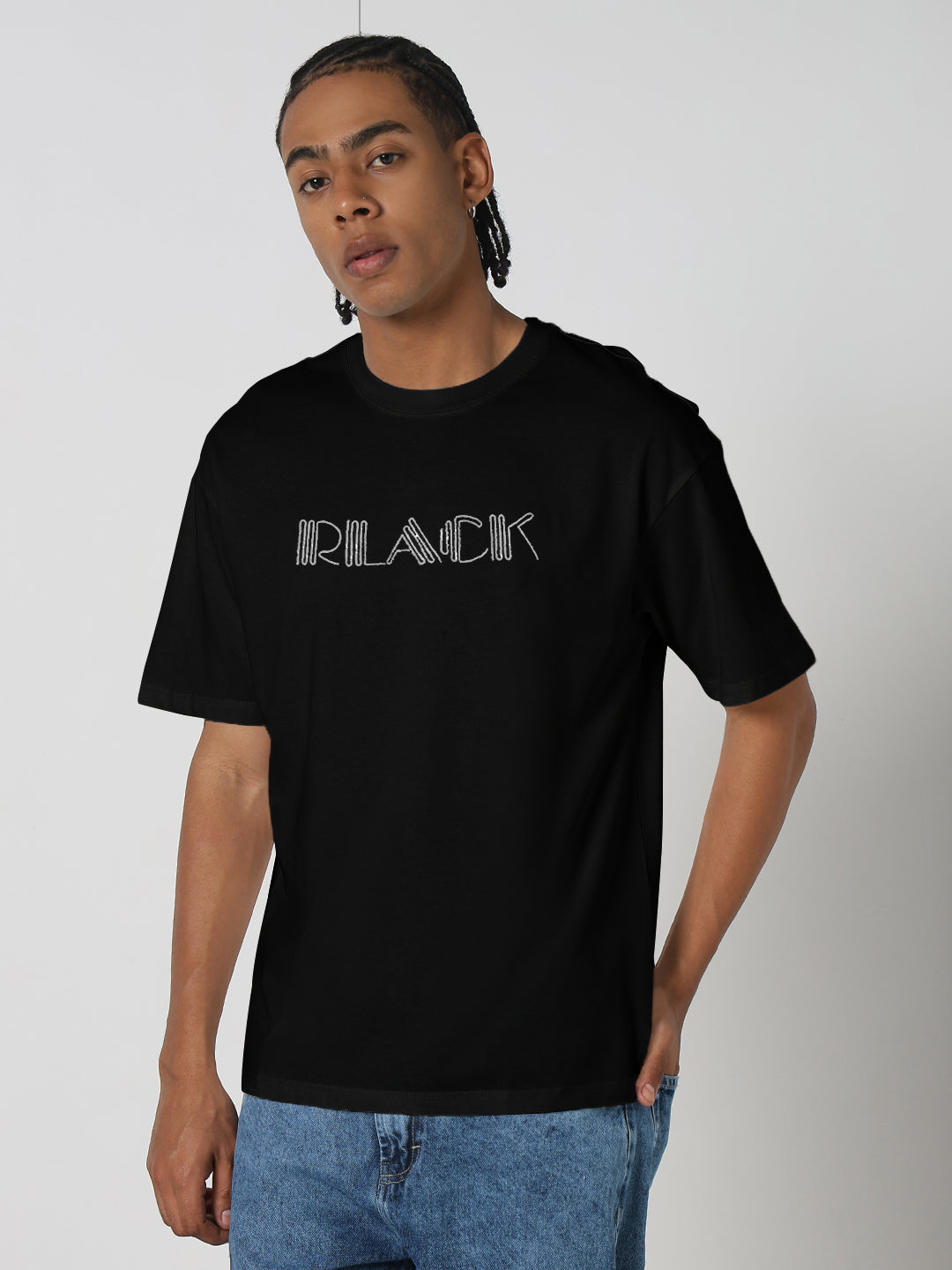 Men's Typography Printed Black Regular Fit T-Shirt