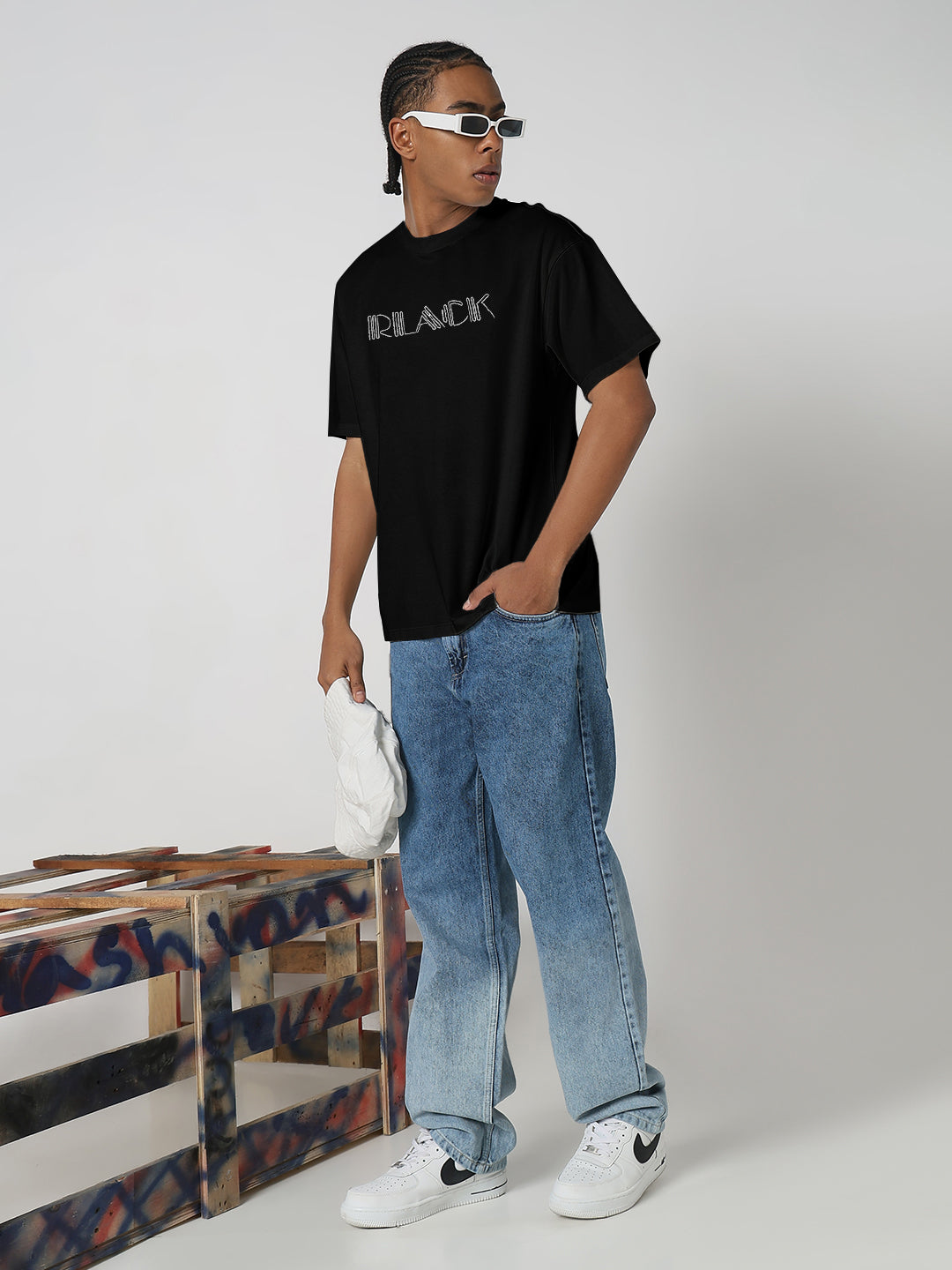 Men's Typography Printed Black Regular Fit T-Shirt