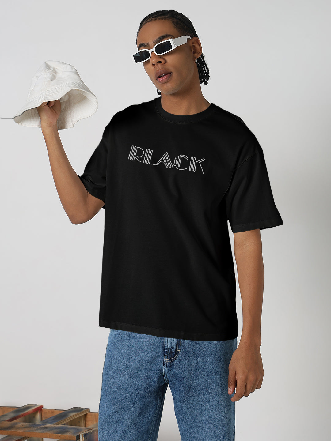 Men's Typography Printed Black Regular Fit T-Shirt