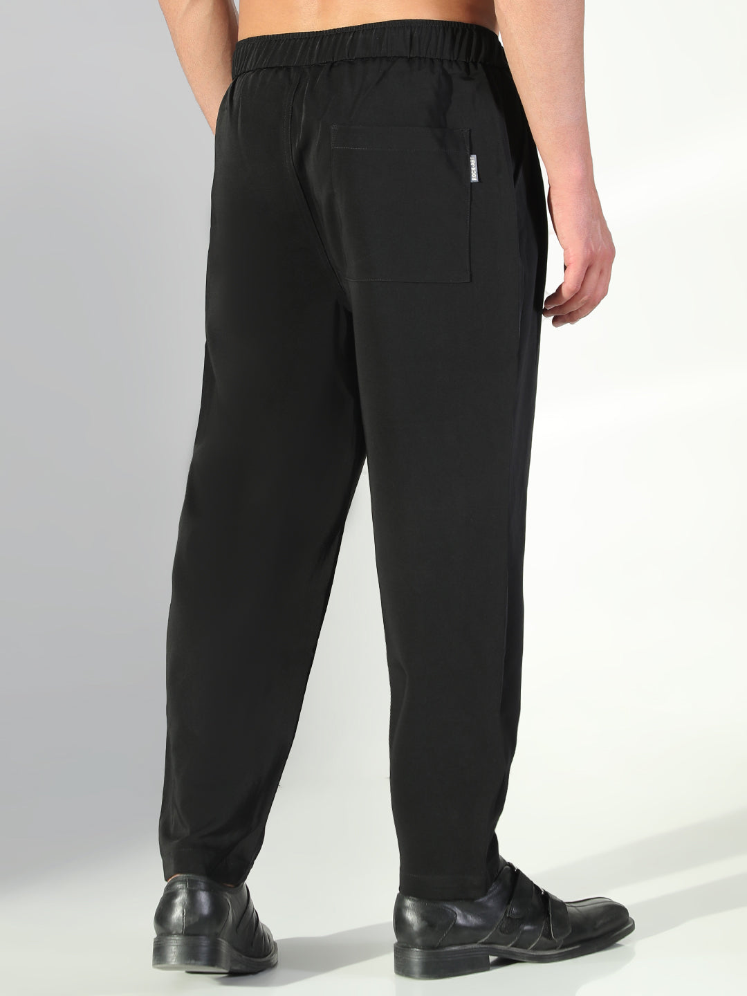 Men Black Solid Trousers