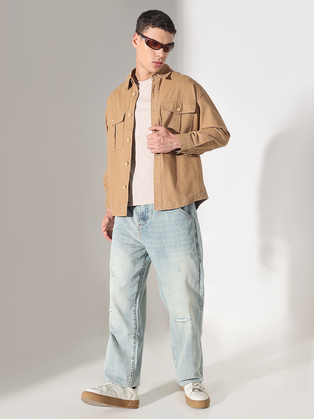 Men's Brown Button Down Shacket