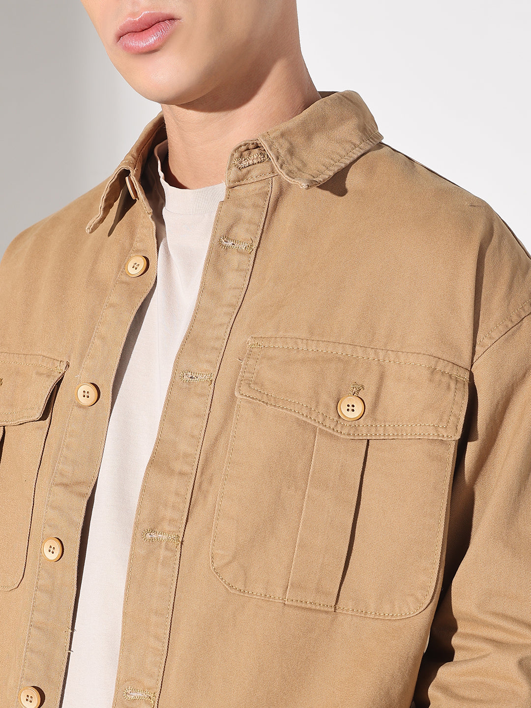 Men's Brown Button Down Shacket